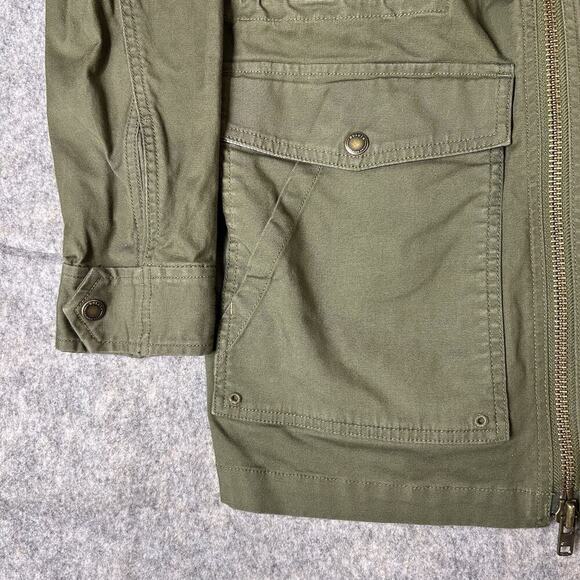 Duluth Trading Jacket Mens XS Army Green Full Zip Up Cargo Utility Coat Cotton - Picture 4 of 8